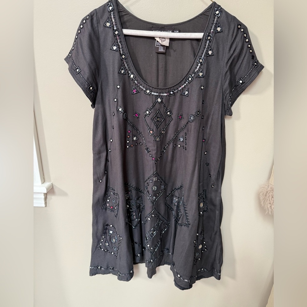 Antik Batik Charcoal Embellished Blouse